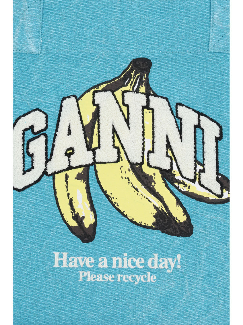 Light Blue Banana Print Medium Tote 4