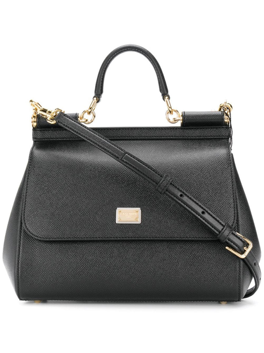 Black Medium Sicily dauphine leather handbag 1