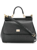 Black Medium Sicily dauphine leather handbag 1
