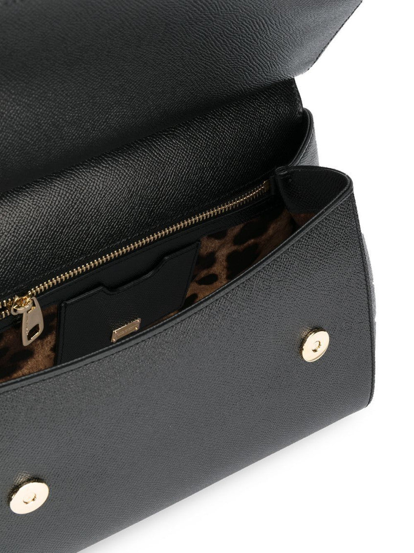 Black Medium Sicily dauphine leather handbag 10
