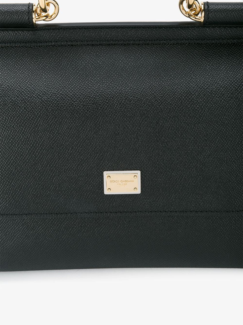 Black Medium Sicily dauphine leather handbag 4