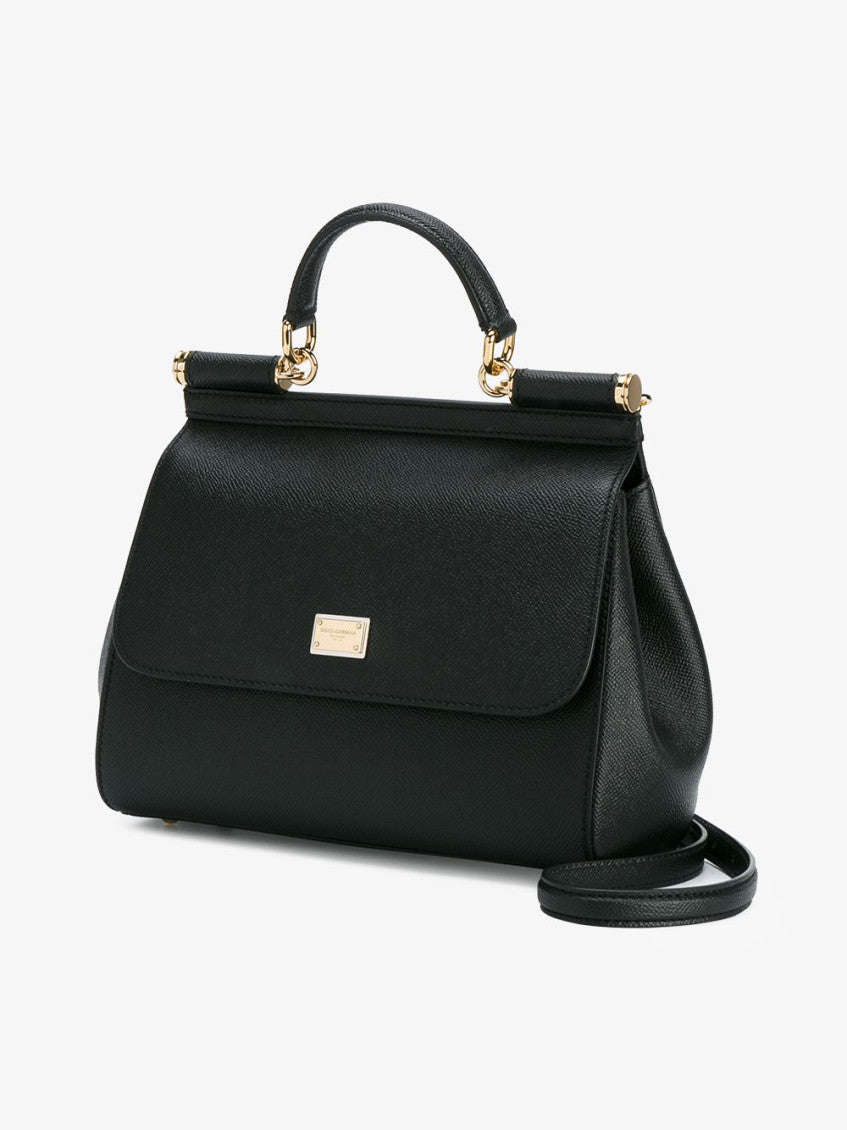 Black Medium Sicily dauphine leather handbag 5
