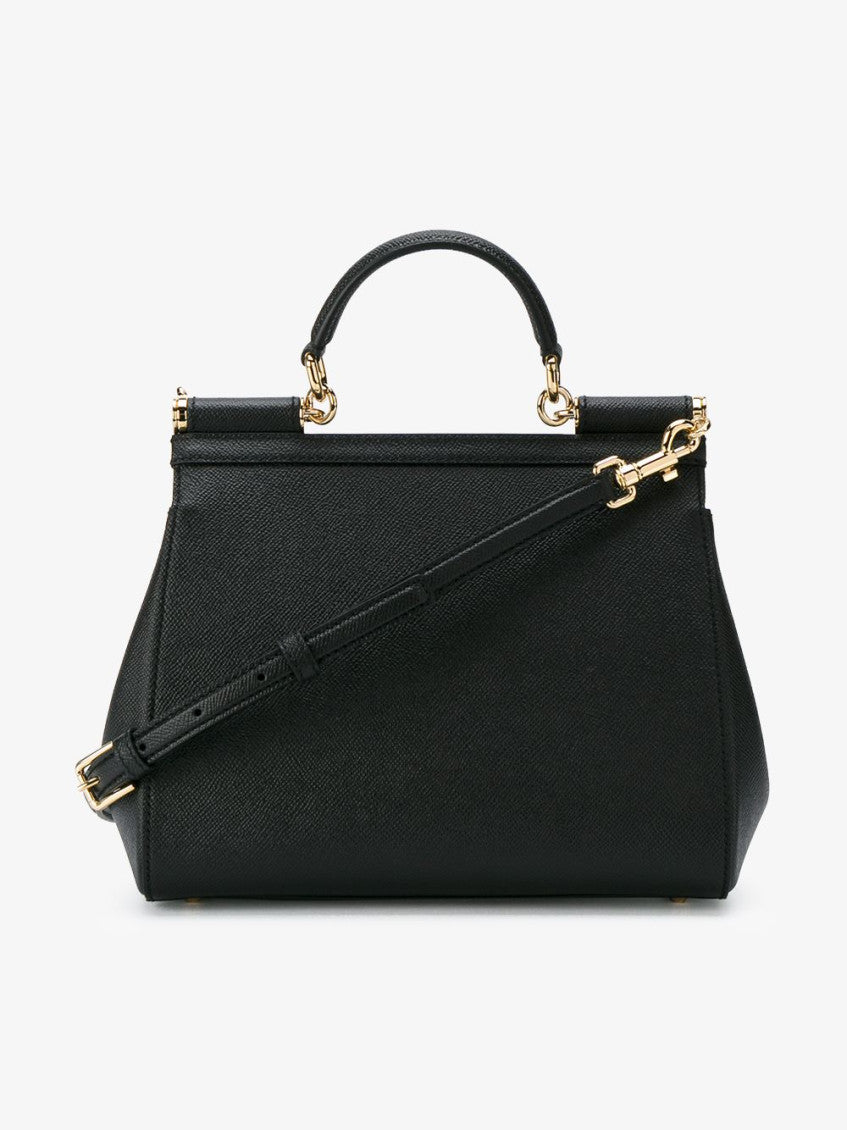 Black Medium Sicily dauphine leather handbag 6