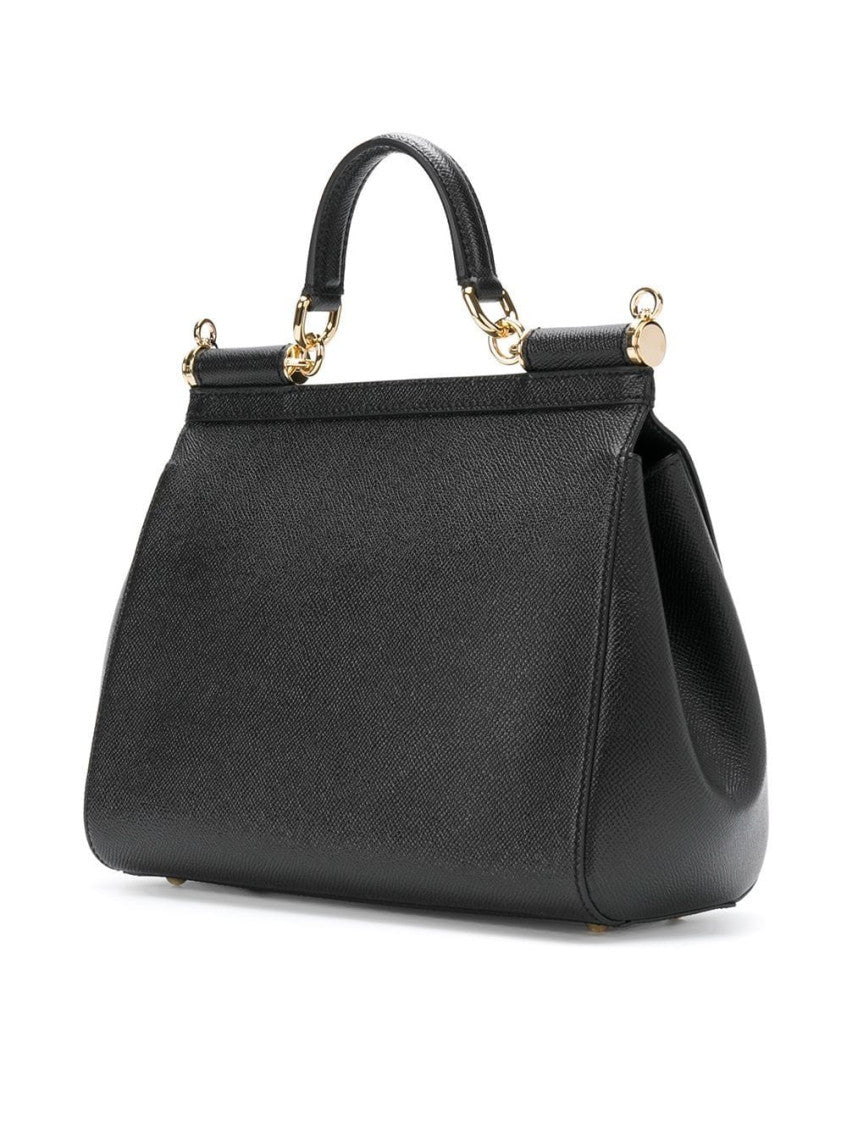 Black Medium Sicily dauphine leather handbag 9