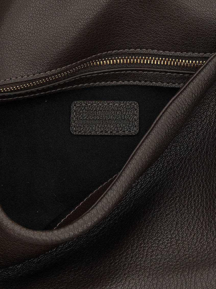 Dark Brown Love Birds Medium Shoulder Bag 4