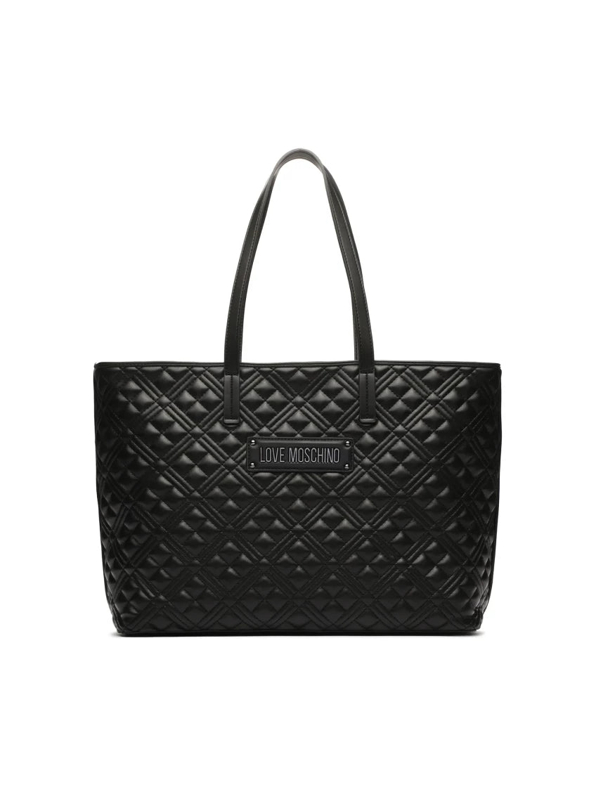 Black Log Top Zip Large Tote 1