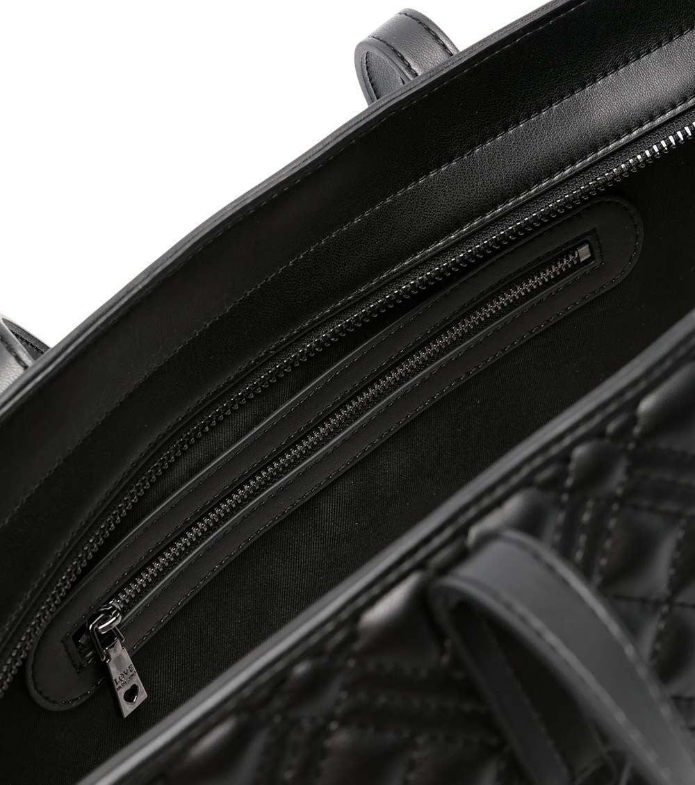 Black Log Top Zip Large Tote 3