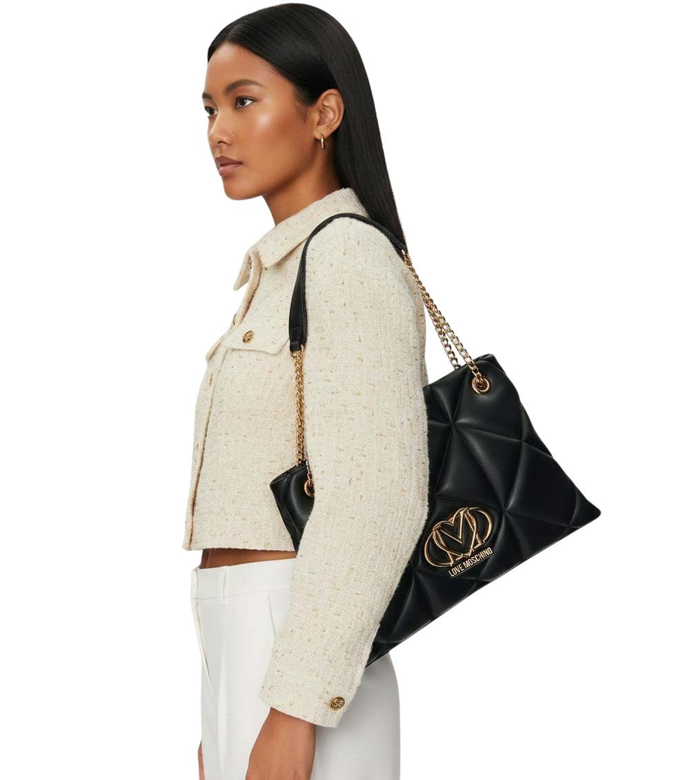 Black Heart Logo Top Zip Medium Tote 4