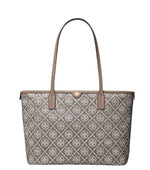 Grey T Monogram Top Zip Small Tote 1