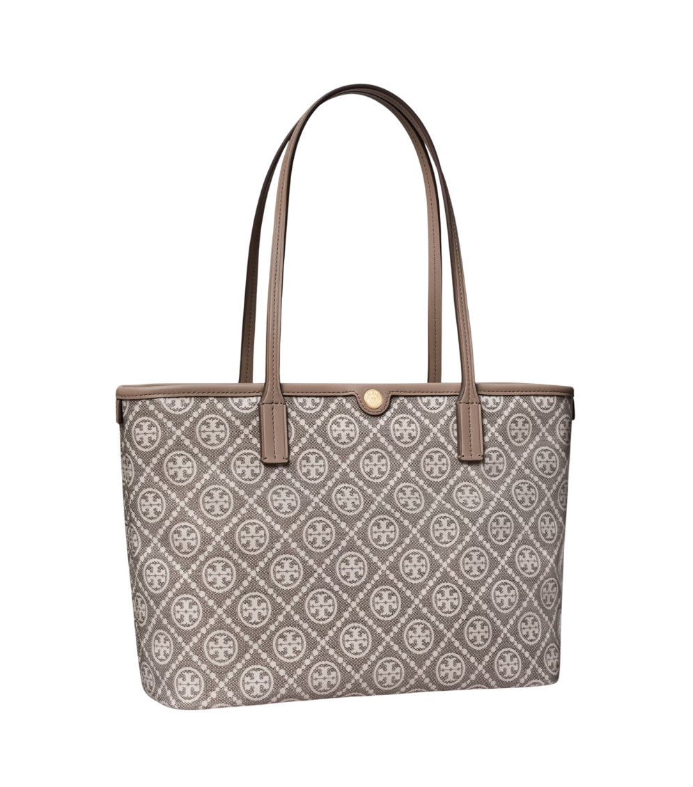Grey T Monogram Top Zip Small Tote 2
