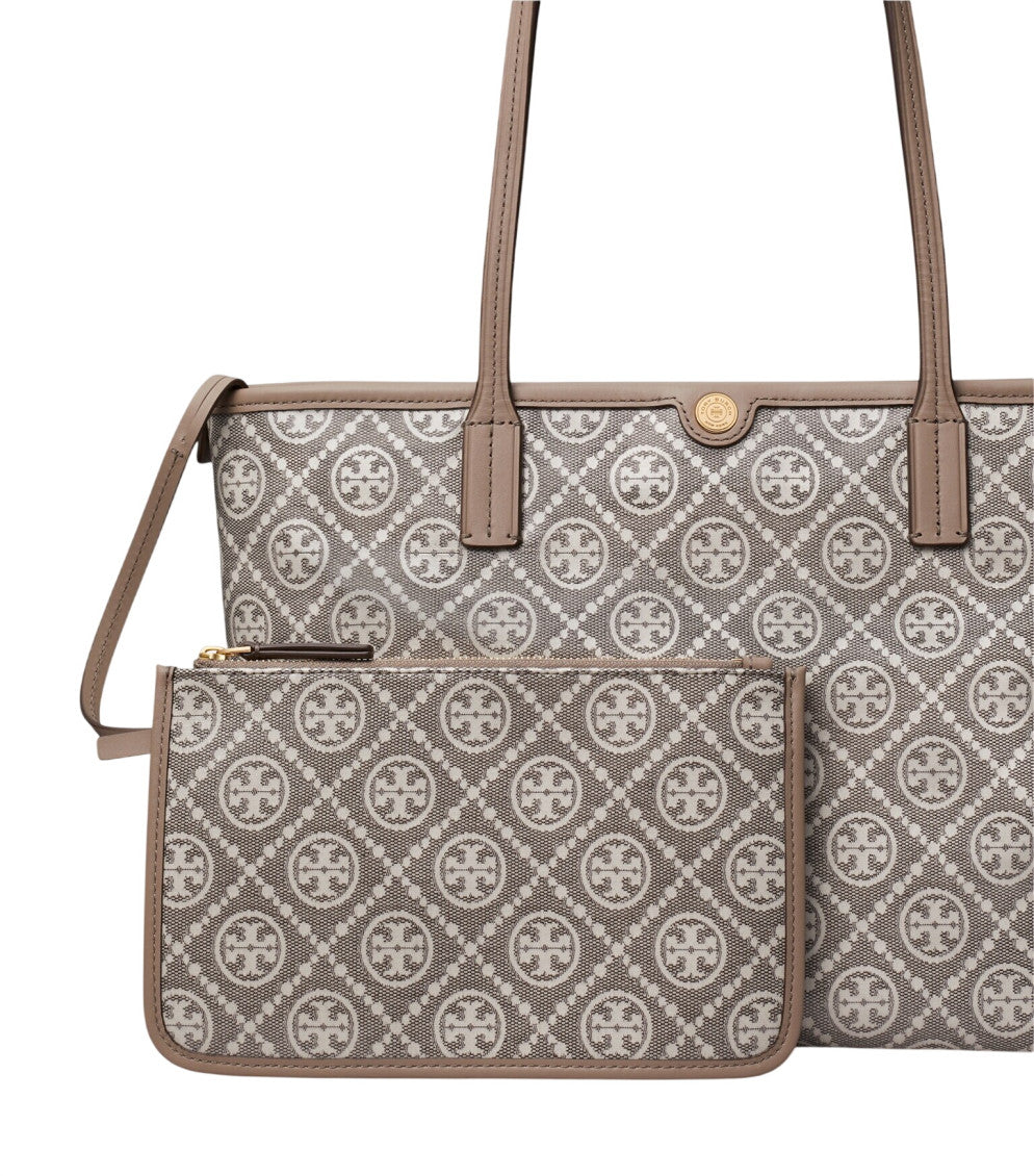 Grey T Monogram Top Zip Small Tote 4