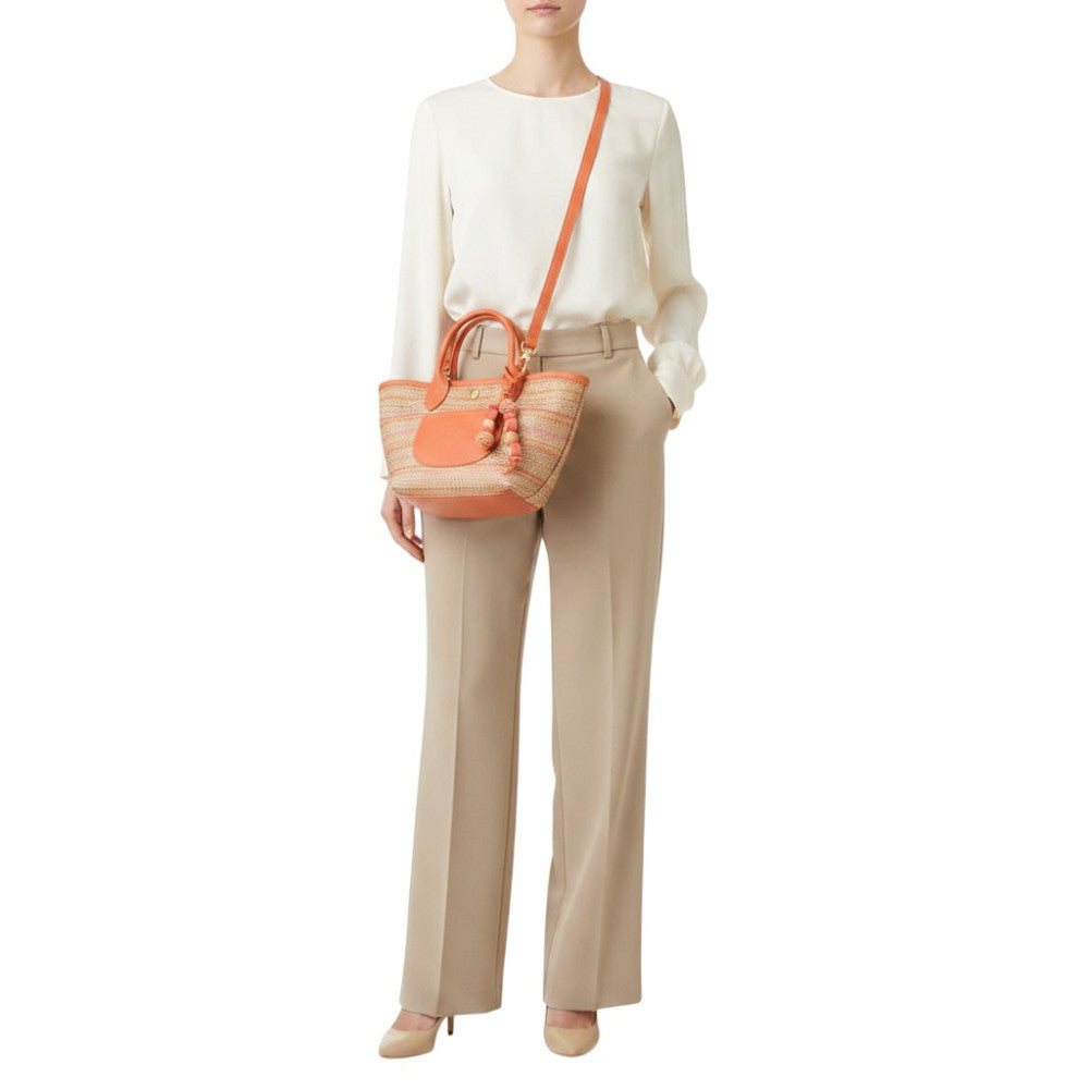 Natural/Orange Le Pliage XS Tote 5