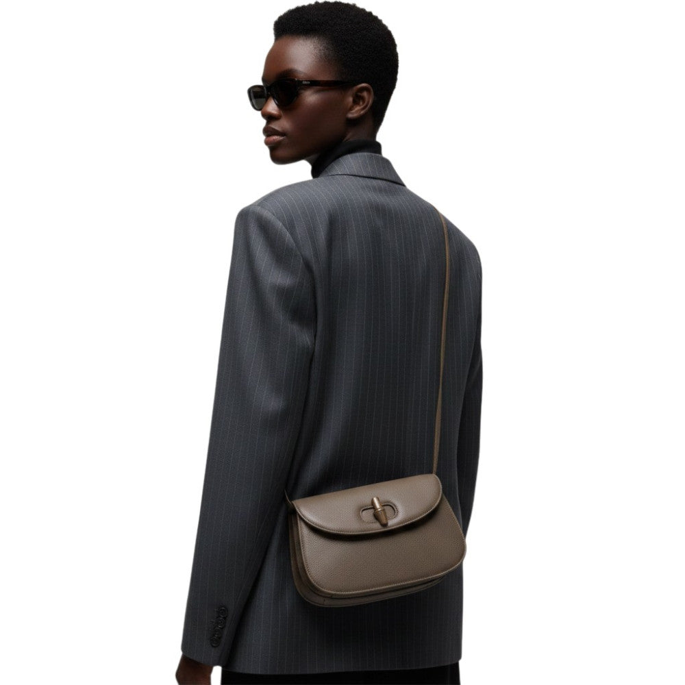 Taupe Bamboo Small Shoulder Bag 5