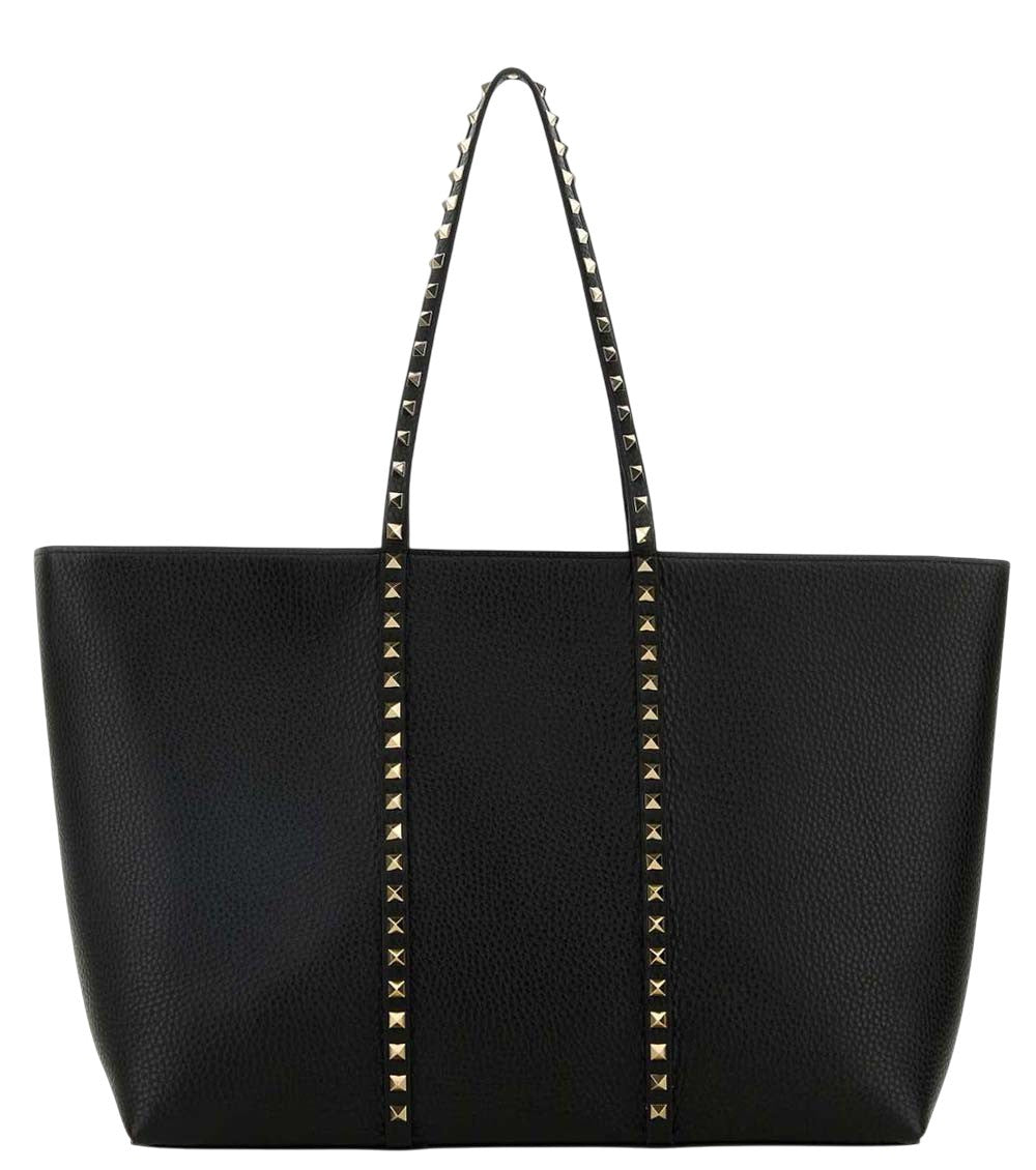 Black Rockstud Top Zip Large Tote 1