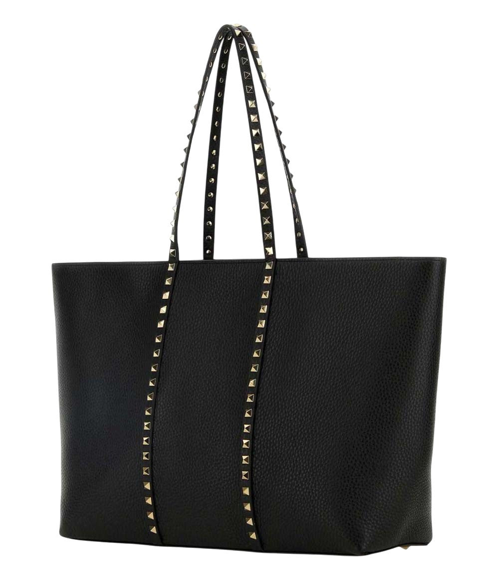 Black Rockstud Top Zip Large Tote 2