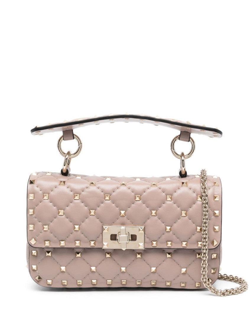 Pink Rockstud Spike small shoulder bag 1