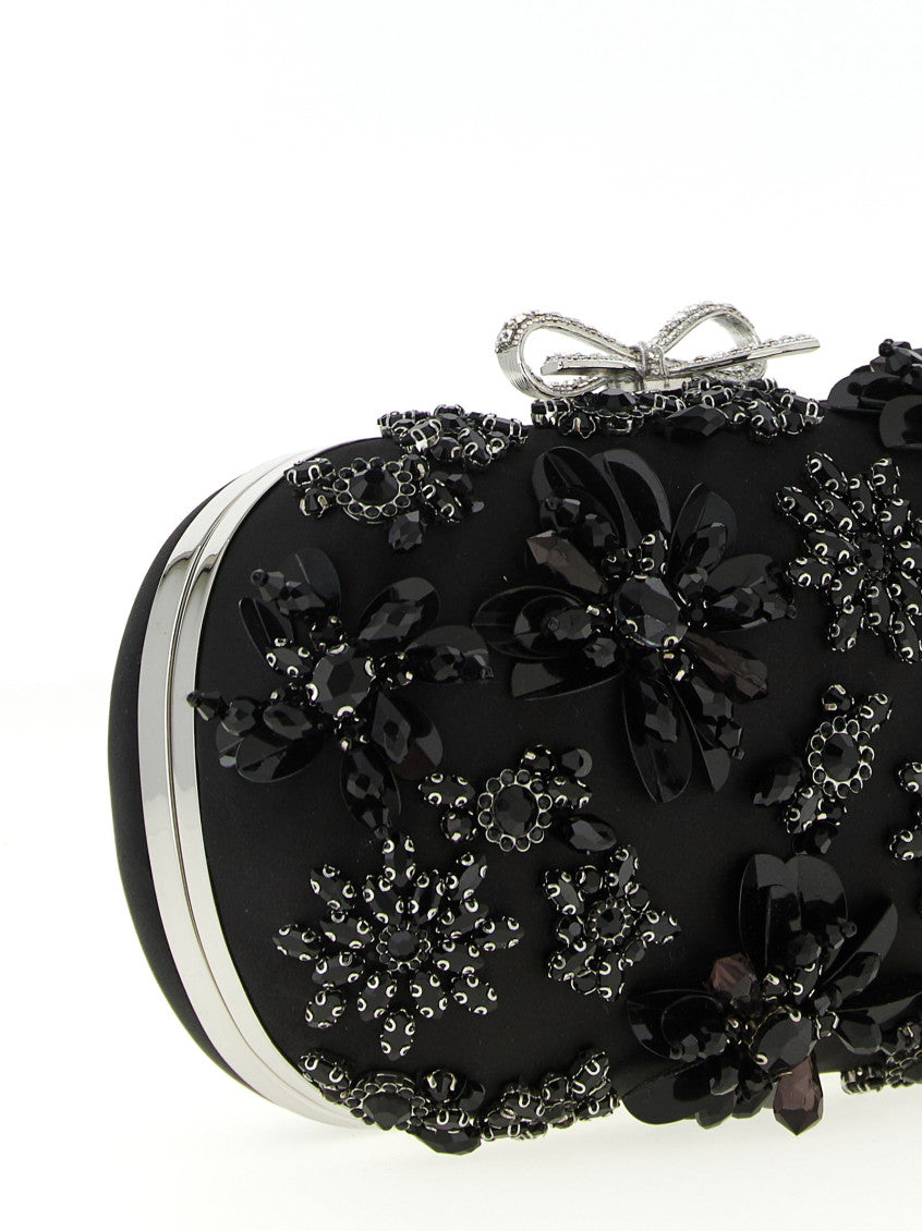 Black Floral Crystal Clutch 3