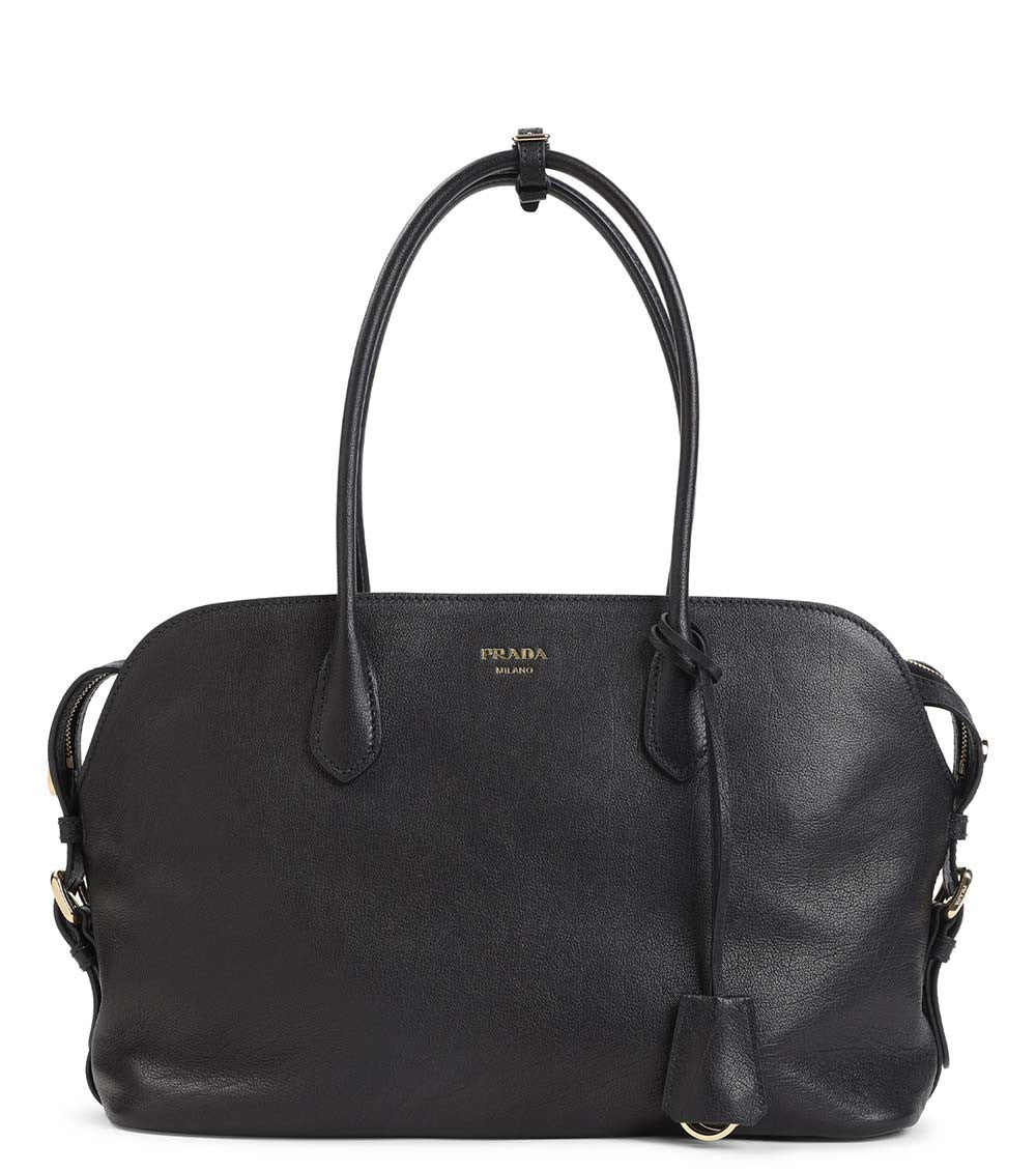 Black Logo Top Zip Large Tote 1
