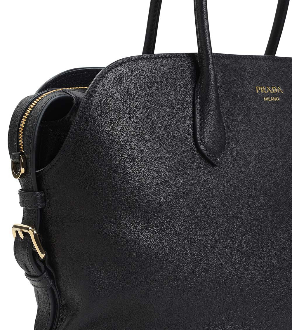 Black Logo Top Zip Large Tote 3