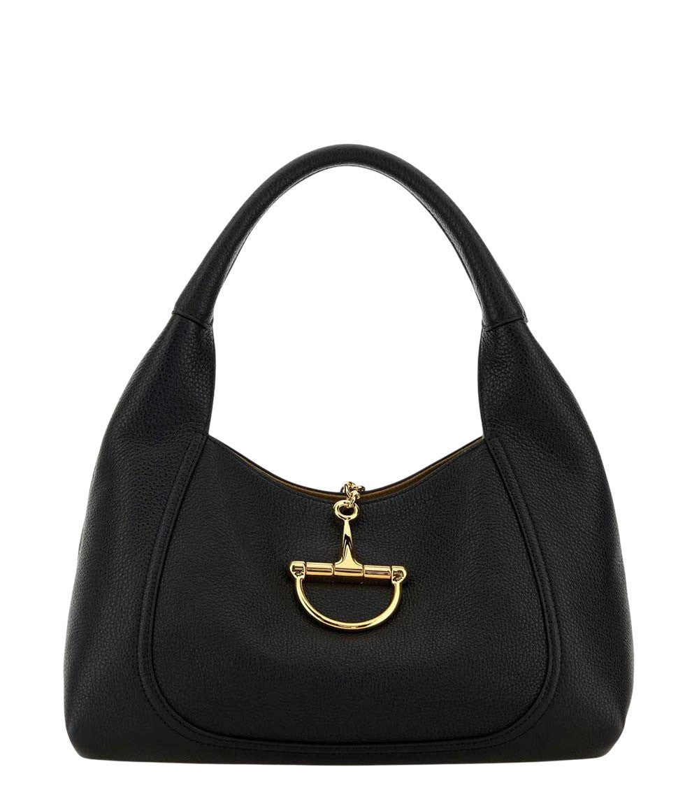 Black Horsebit Large Shoulder Bag 1
