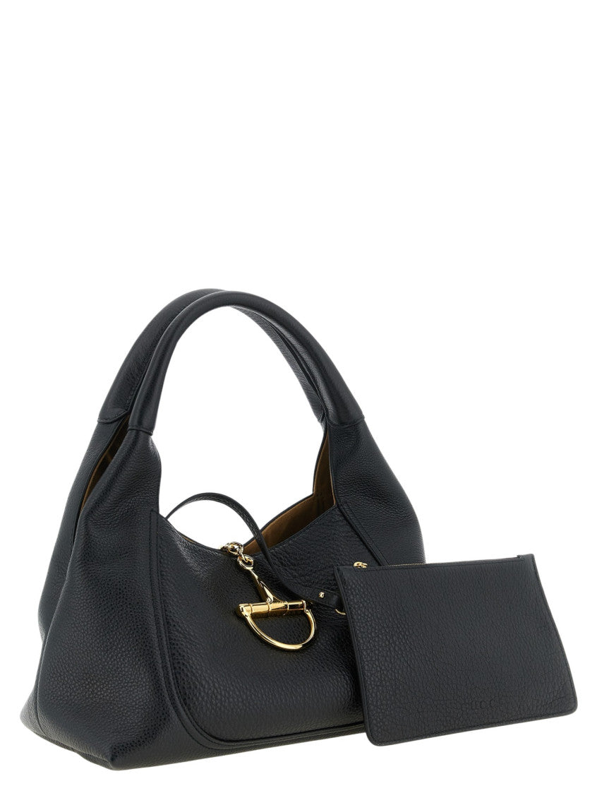 Black Horsebit Large Shoulder Bag 3