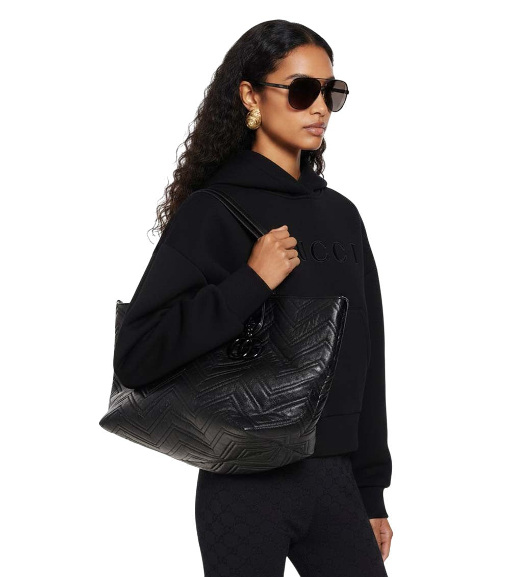 Black GG Marmont Large Tote 5