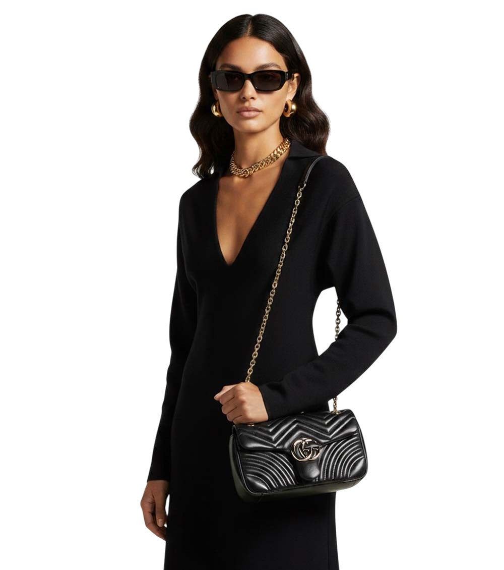 Black GG Marmont Medium Shoulder Bag 4