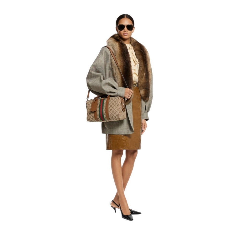 Beige Ophidia Medium Duffle Bag 5