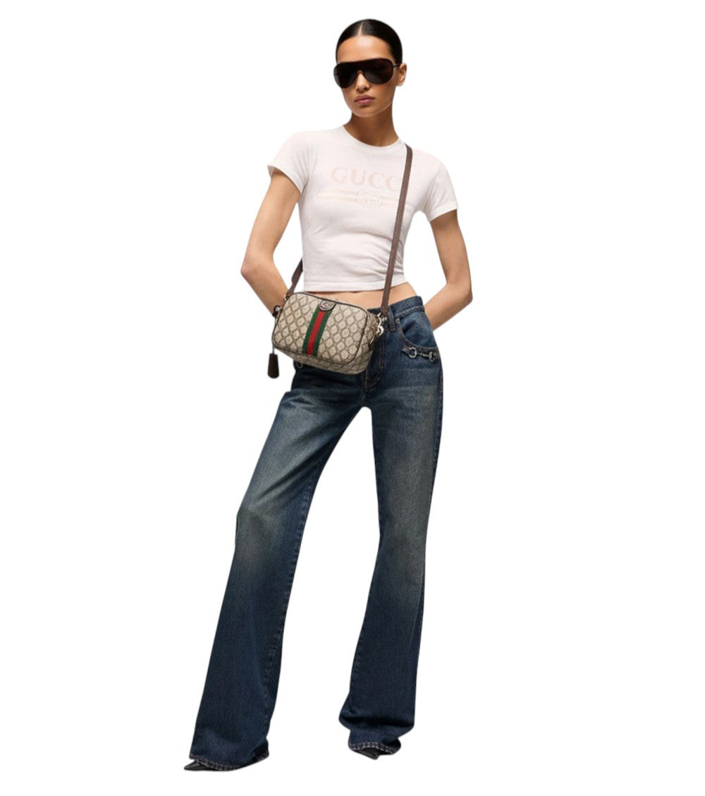 Beige Ophidia Small Crossbody Bag 5