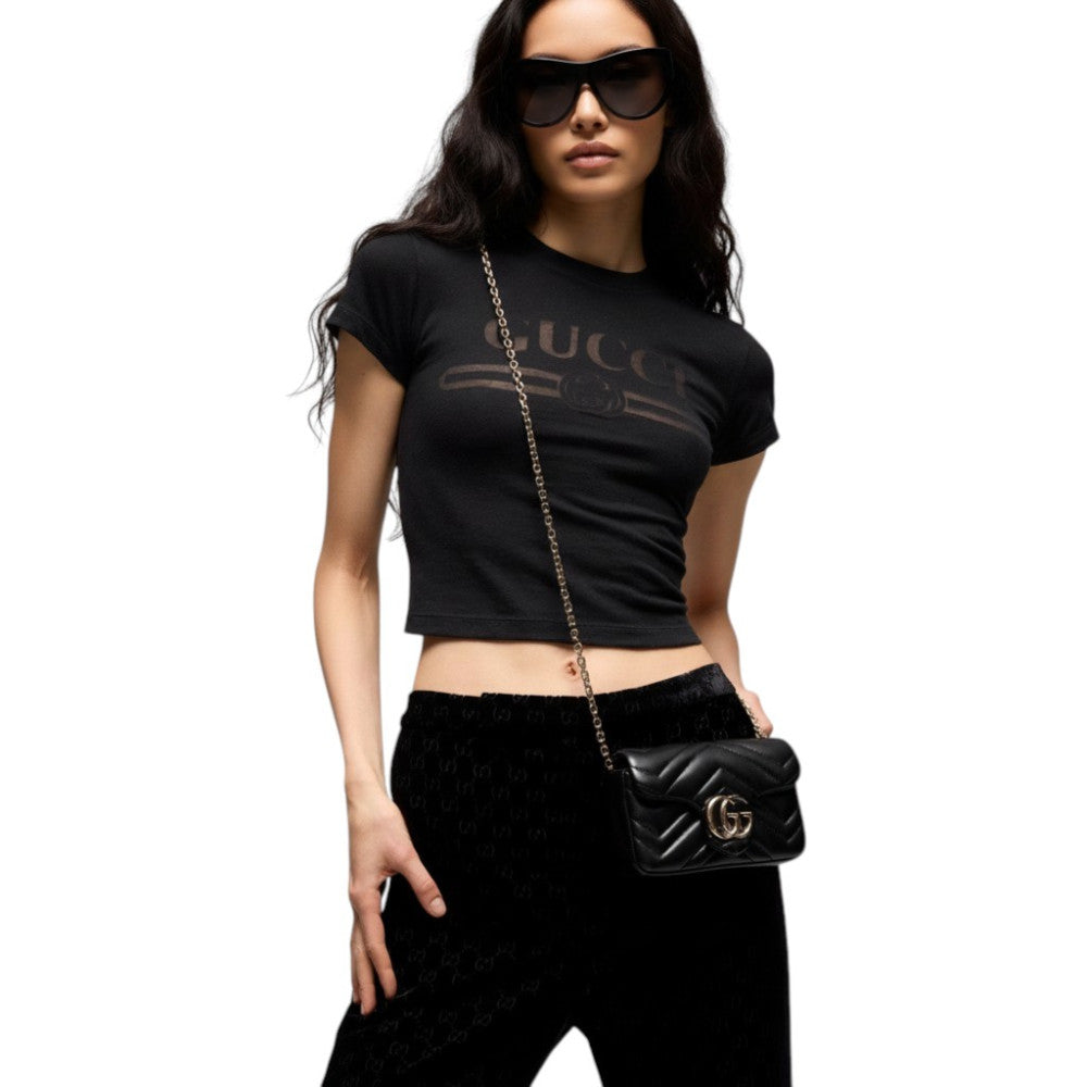 Black GG Marmont Mini Shoulder Bag 4