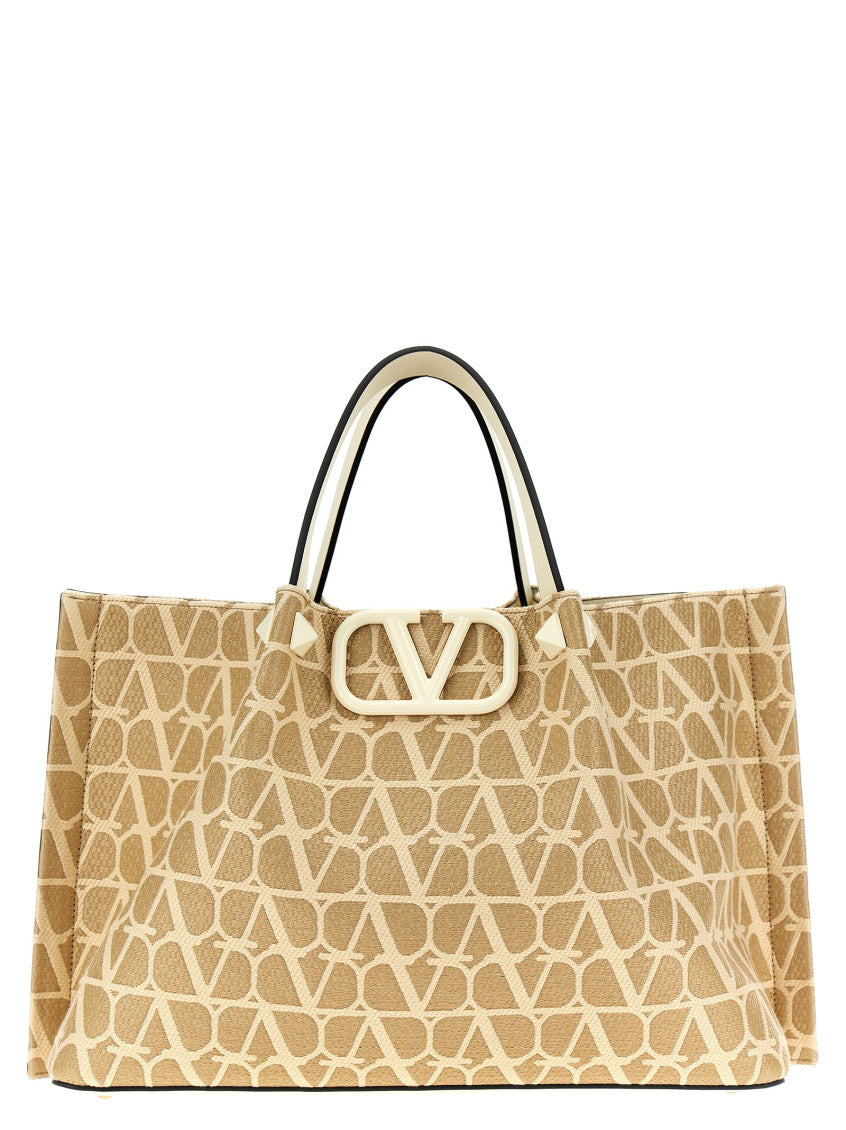 Beige Valentino Garavani VLogo Signature shopping bag 1