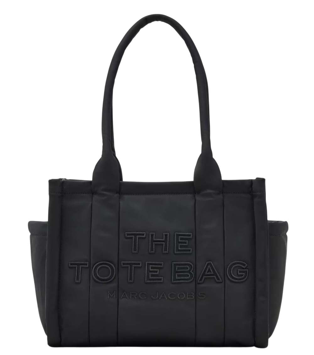 Black Puffy Top Zip Medium Tote 1