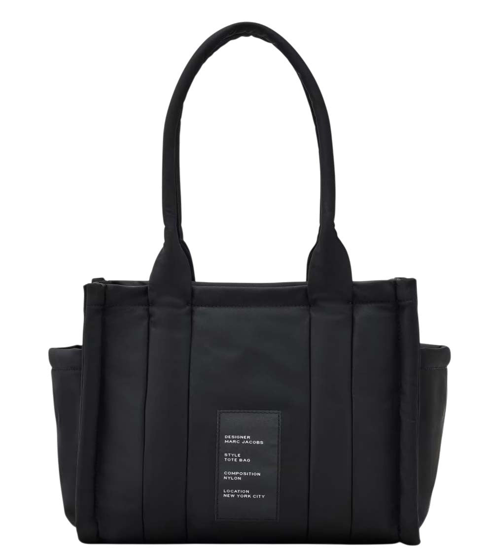 Black Puffy Top Zip Medium Tote 2