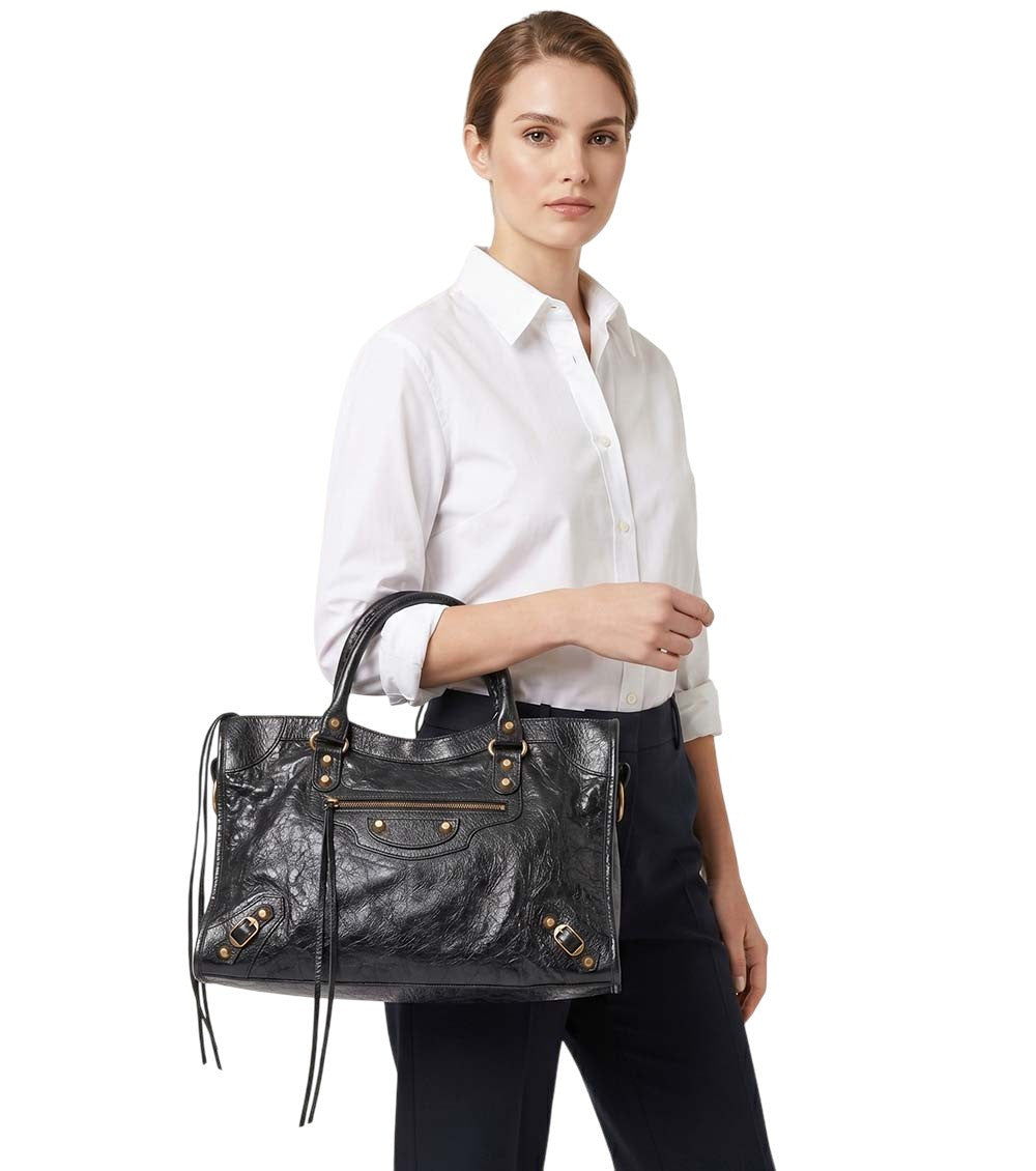 Black Le City Top Zip Medium Tote 5