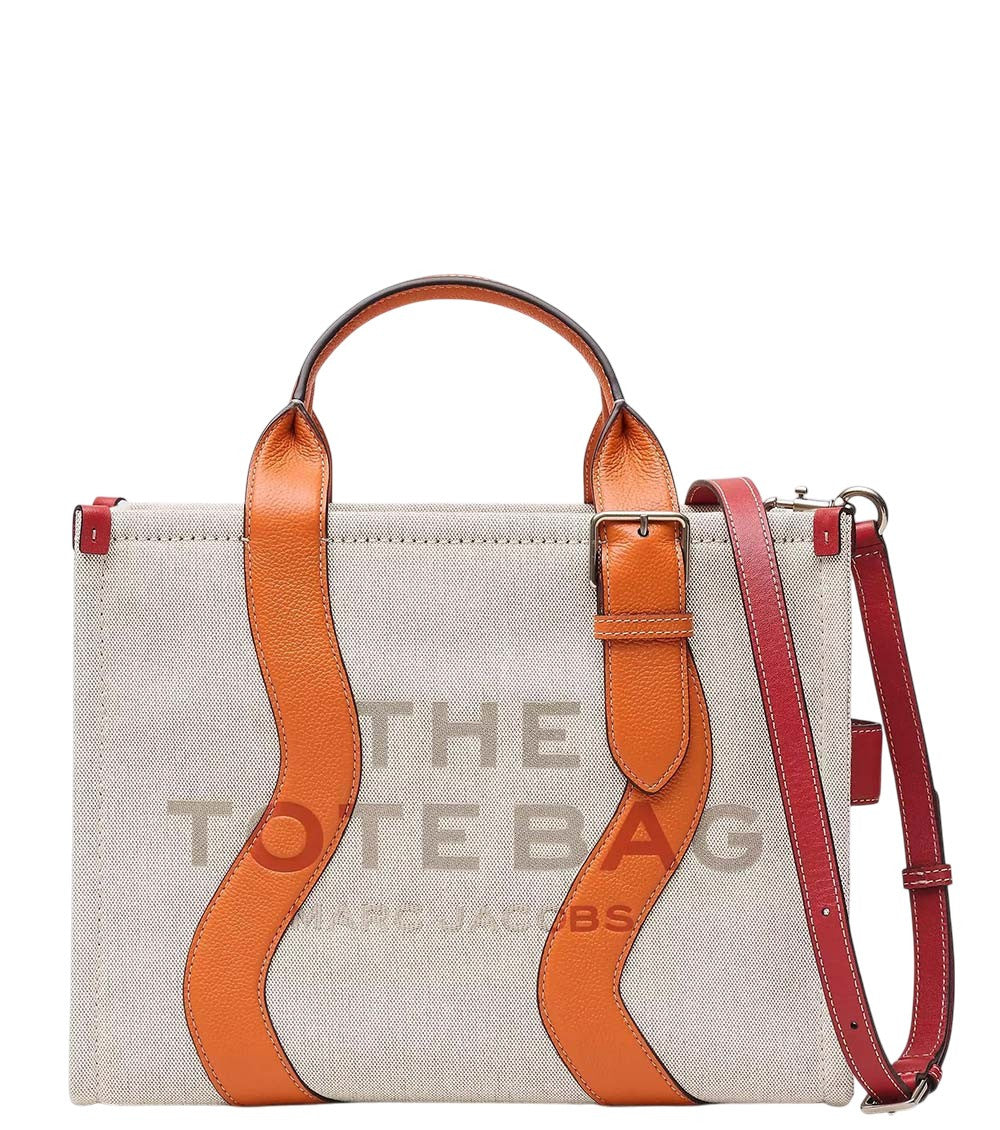 Beige/Orange The Top Zip Medium Tote 1