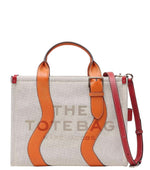 Beige/Orange The Top Zip Medium Tote 1