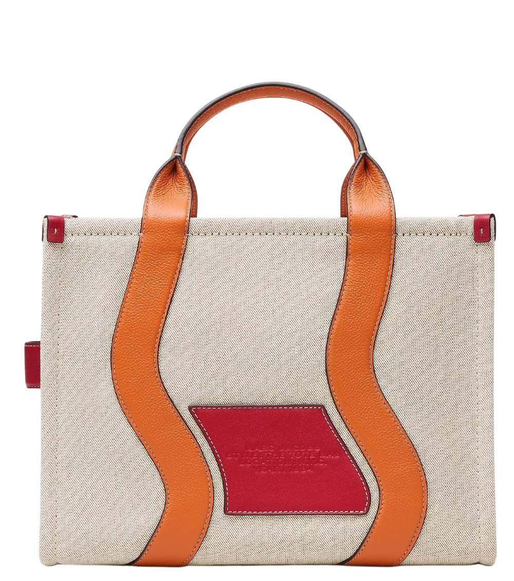 Beige/Orange The Top Zip Medium Tote 2