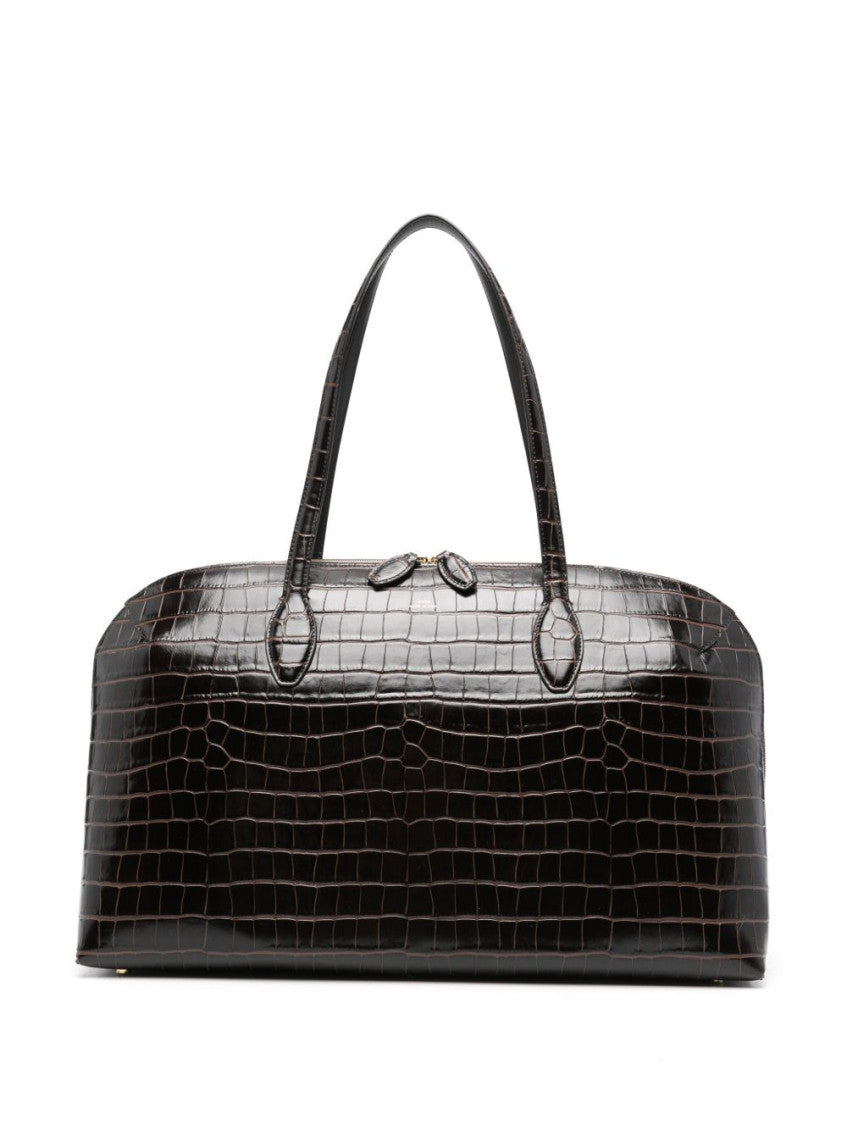 Dark Brown Day Top Zip Tote 1