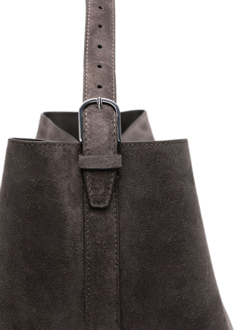 Grey Leather belted tote 2