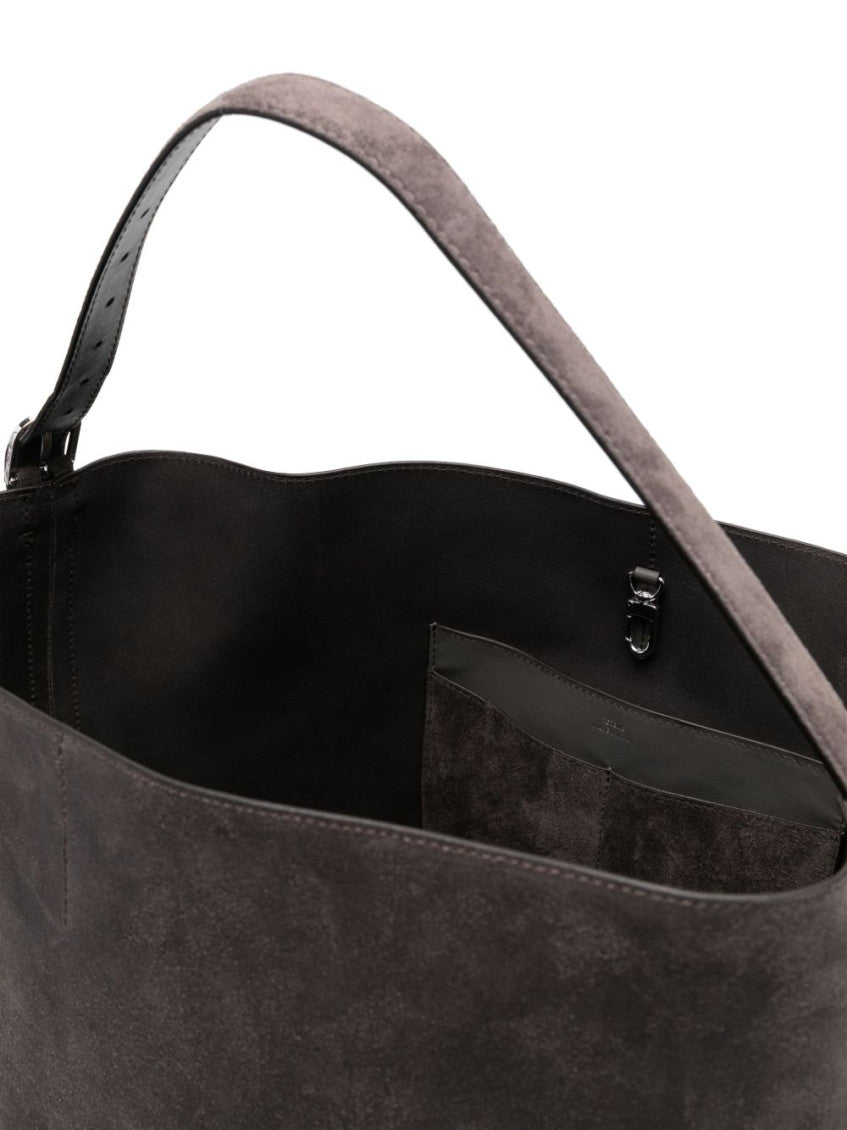 Grey Leather belted tote 3