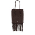 Brown Studded Top Zip Medium Tote 1