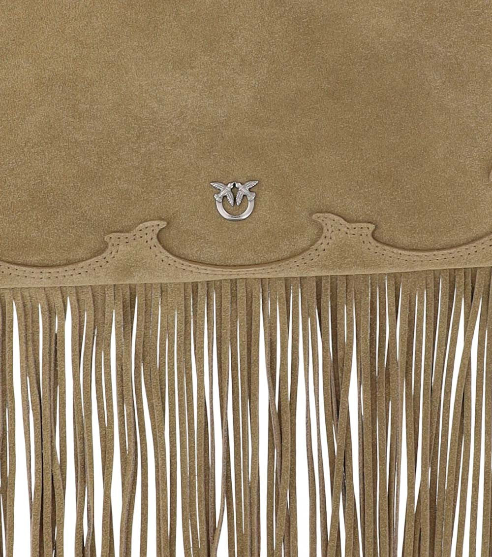 Beige Fringed Top Zip Medium Tote 3