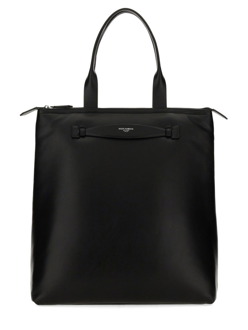 Black Logo Top Zip Large Tote 1