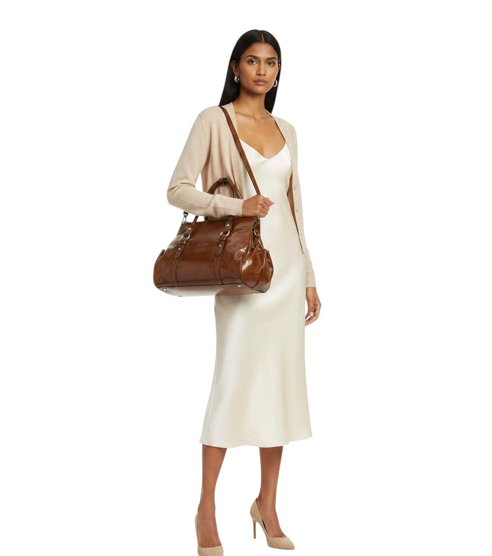 Brown Logo Large Shoulder Bag 4