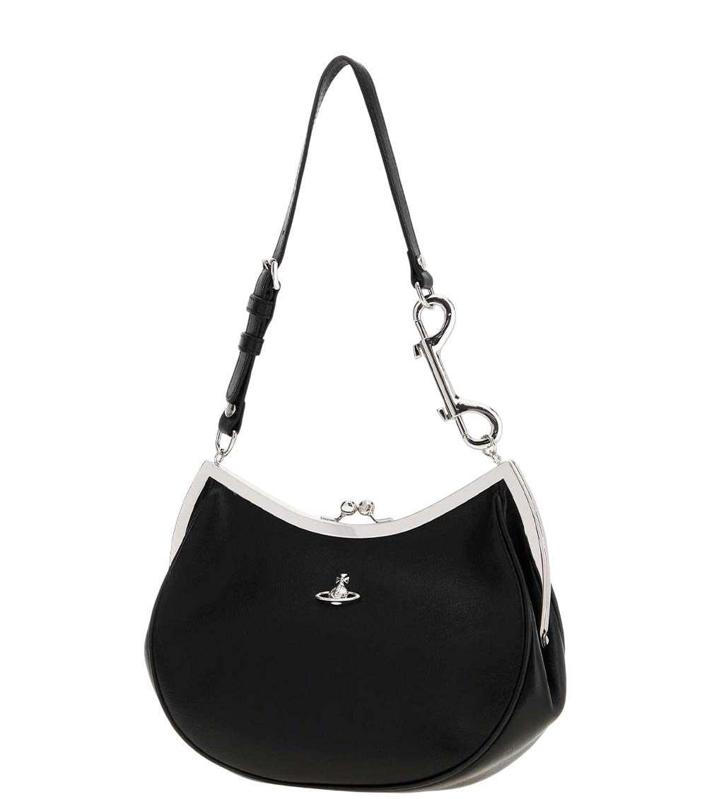 Black Charm Frame Small Shoulder Bag 3