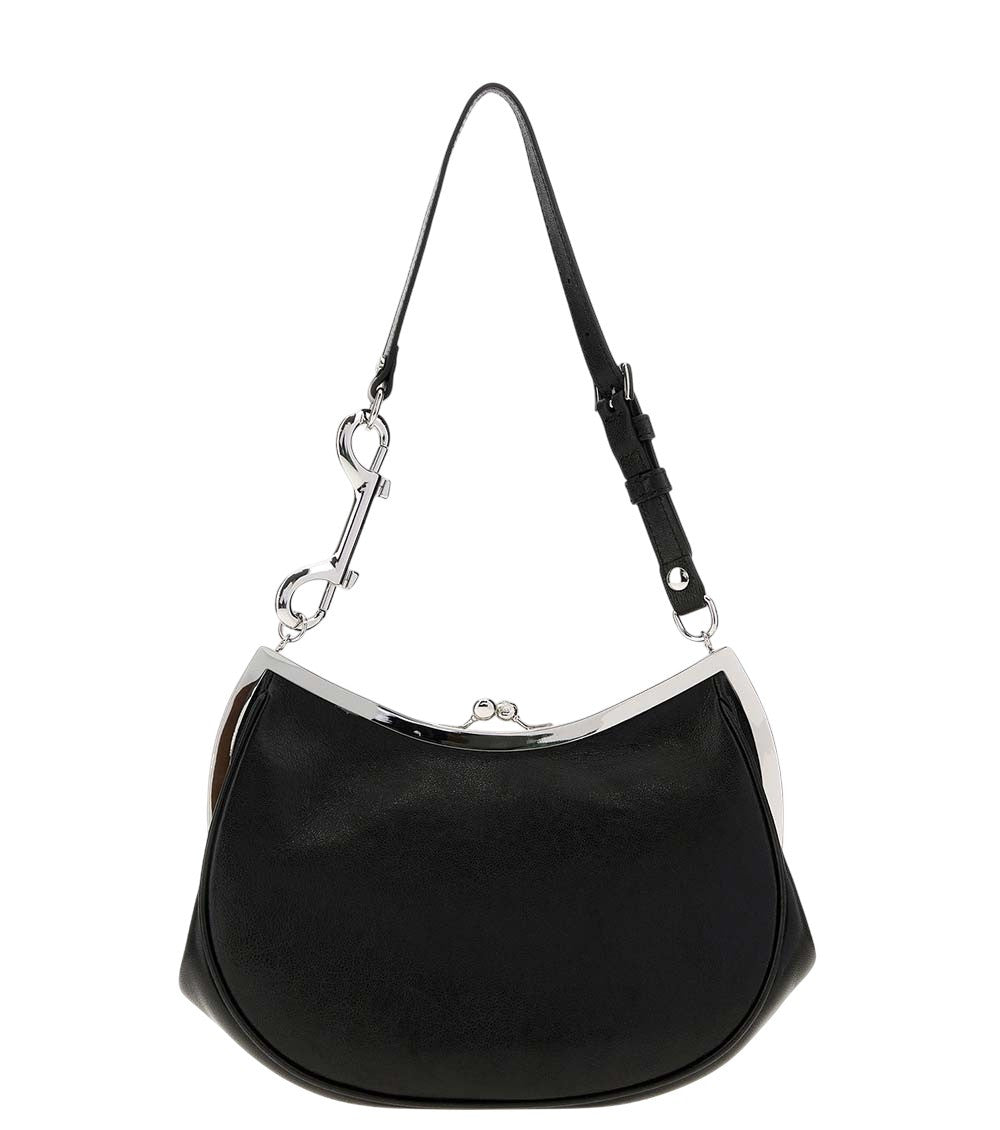 Black Charm Frame Small Shoulder Bag 4