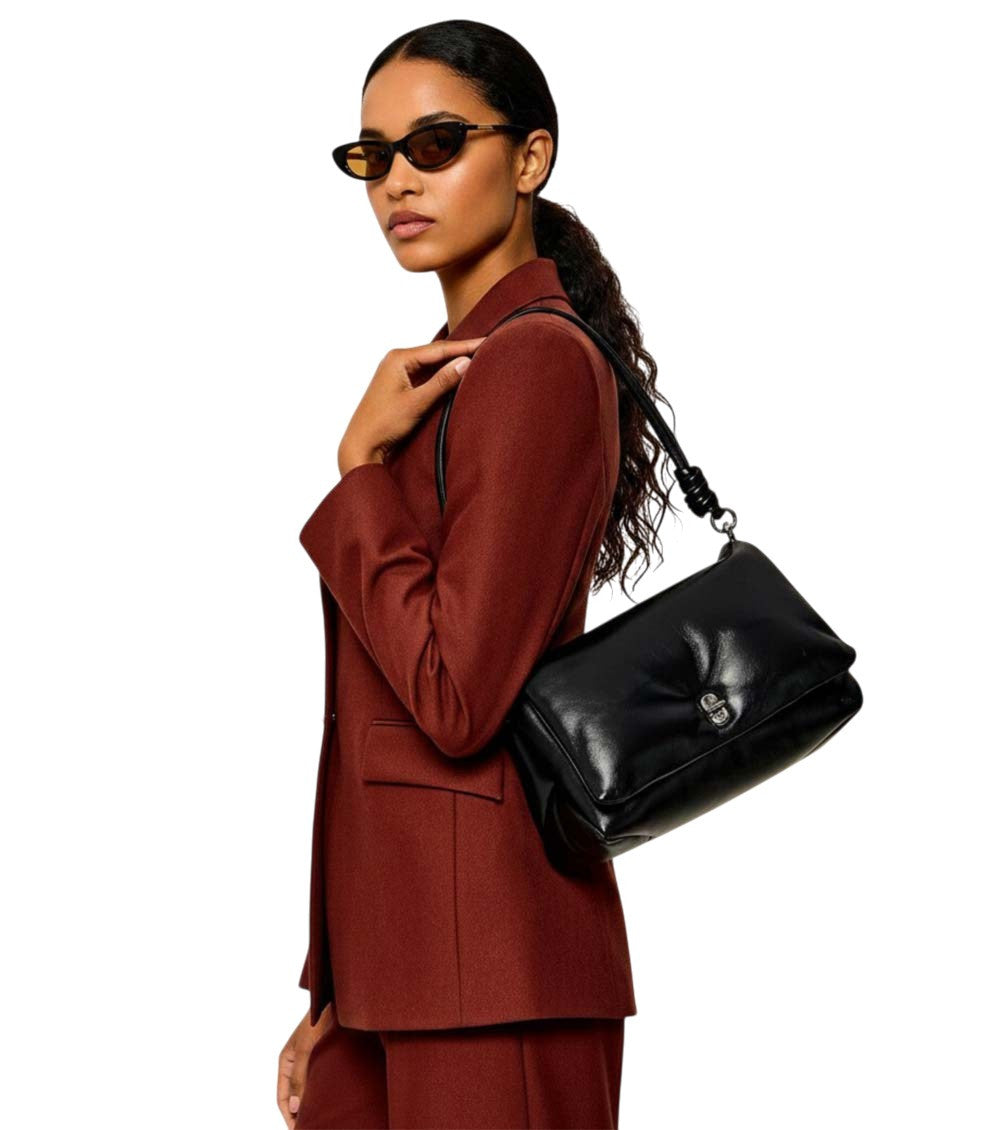 Black The Dual Puff Medium Shoulder Bag 5