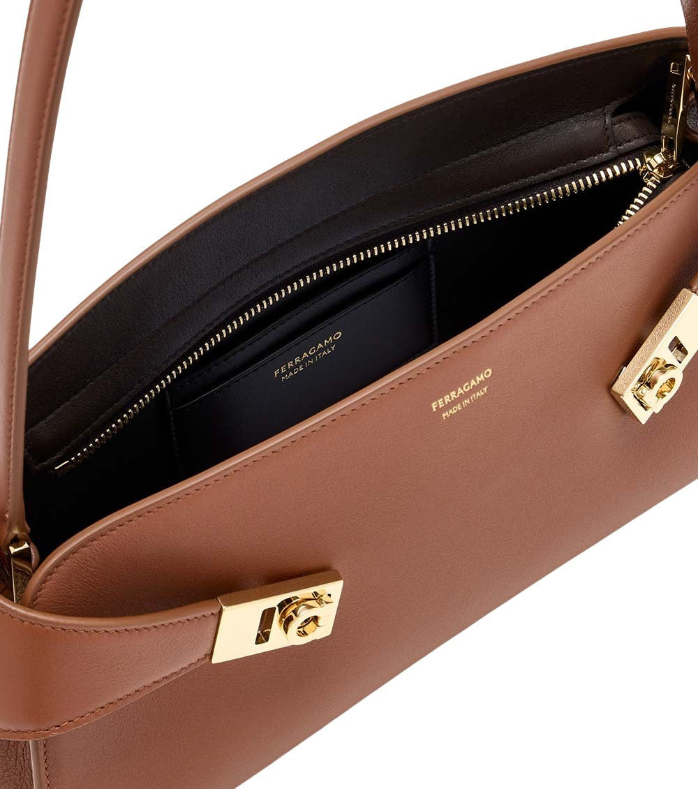 Brown Hug East-West Large Shoulder Bag 4