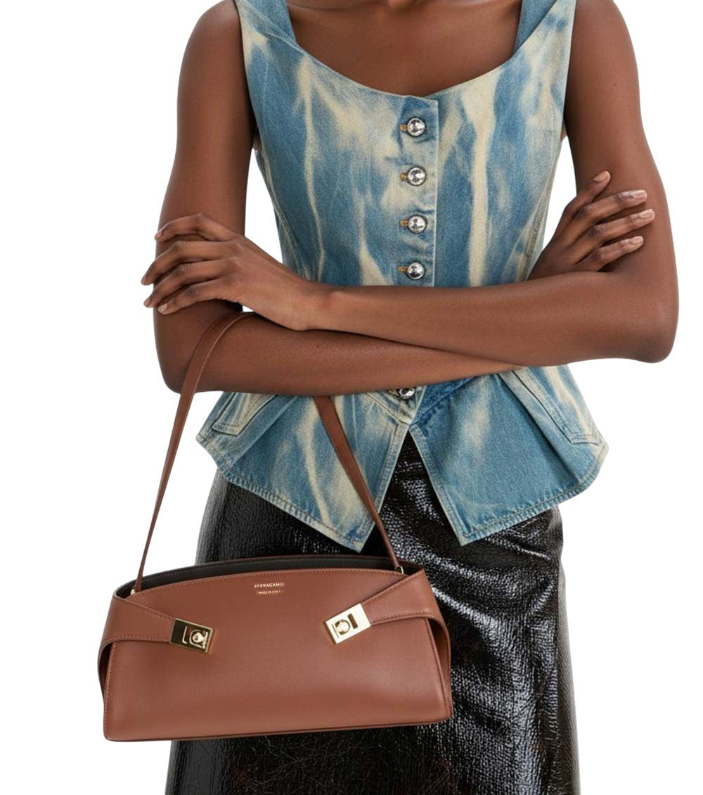 Brown Hug East-West Large Shoulder Bag 5