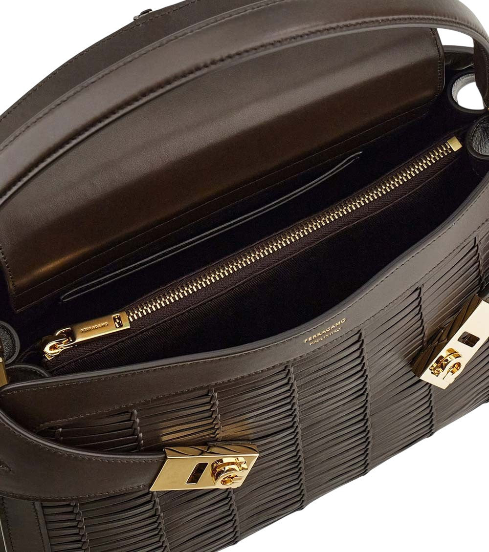 Dark Brown Hug Medium Shoulder Bag 4